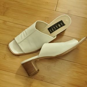 White leather mules